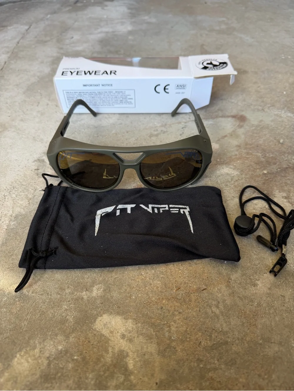 Pit Viper Olive Green Frame Sunglasses with Yellow Mirrored Lenses